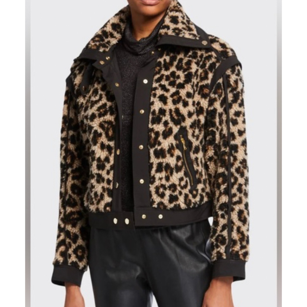Veronica Beard Jacket Women S Small Anita Animal Print Faux Fur Crop Snap Button - Picture 14 of 15